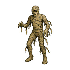 Illustration of a mummy character in his costume. Isolated on a white background.