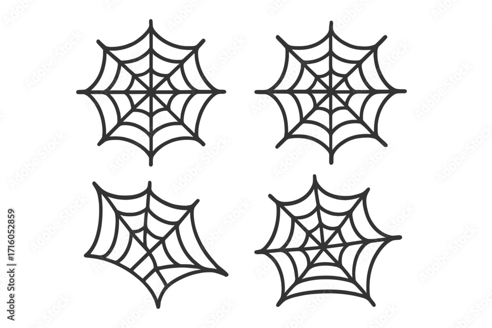 Poster spiderweb icon set. cobweb vector symbol collection. simple flat cartoon illustration. black line ar