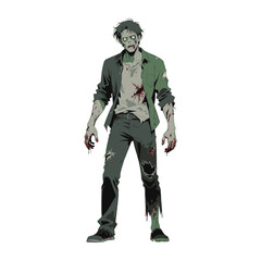 Illustration of a zombie undead character. Isolated on a white background.