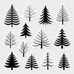 Merry Christmas Black and White Vector Illustration

