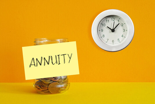 Annuity is shown on the conceptual photo as business concept. Fixed and variable annuity