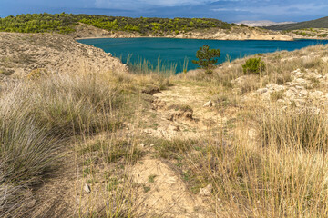 Wild sandy beach Podsilo on the island of Rab, empty beach without people, Rab, Croatia