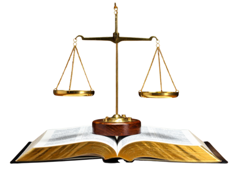  Golden Balance Scale with Open Law Book at Base, Symbolic Legal Concept on Black