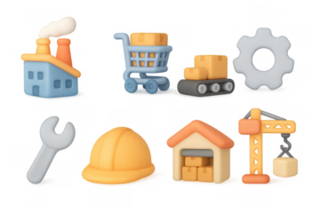 3d cartoon construction set with tools and vehicles for kids' educational design