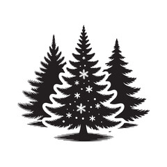 Merry Christmas Black and White Vector Illustration