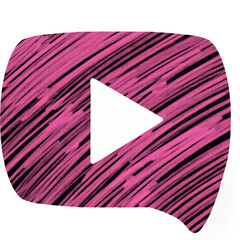 Play Button in Pink Scribble Speech Bubble