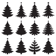 Merry Christmas Black and White Vector Illustration