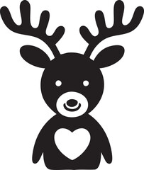 Cute Reindeer Character with Heart Motif — Christmas Mascot Icon