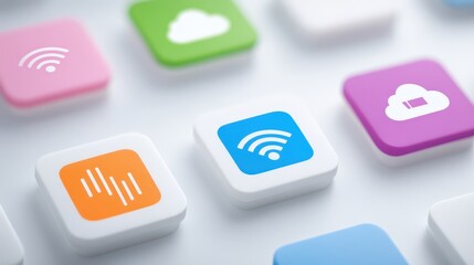 Vibrant collection of mobile app icons for various digital services and platforms