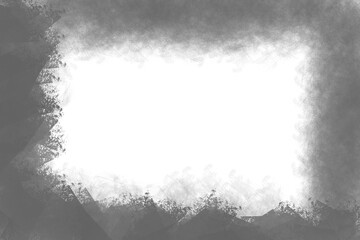 Abstract dark black ink splatter effect with rough textured edges isolated on transparent background