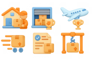 3d shipping and delivery icons with logistics and parcel elements