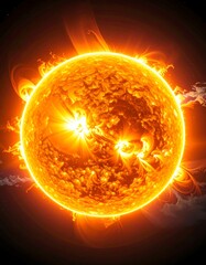 Fiery sun, intense light