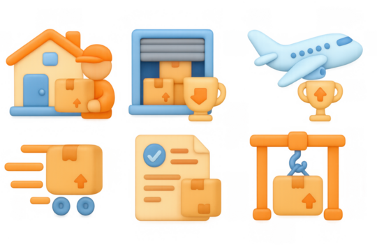 3d shipping and delivery icons with logistics and parcel elements - Powered by Adobe