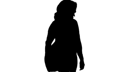 Elegant silhouette of a woman with wavy hair, captured in a dynamic pose, conveying grace and confidence for modern lifestyle and fashion concepts