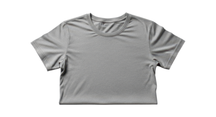 Folded gray t-shirt for mock up isolated PNG with Transparent Background