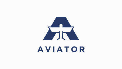 flight aviation logo design. aviator vector air plane wing logo design template