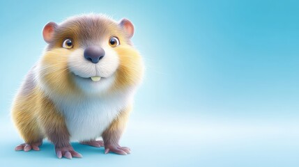 Adorable hamster exploring a vibrant blue world, captivating closeup cute