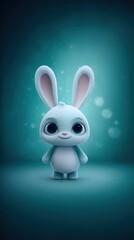 Adorable stuffed rabbit toy relaxing on a vibrant blue background, perfect for playtime and decoration