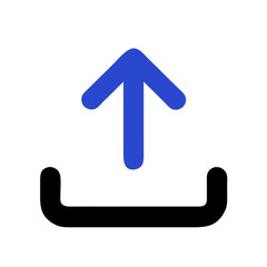 blue arrow icon on white background