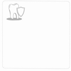 Illustration of a Tooth with a Protective Shield Symbolizing Dental Health and Cavity Prevention in a Minimalistic Black and White Design