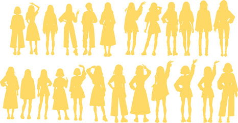 女性のシルエットイラストセット