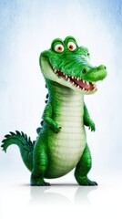 Fototapeta premium Smiling green crocodile, a closeup view of happy reptile in its natural habitat