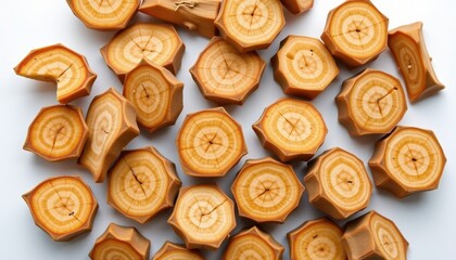 Ashwagandha Root Segments White Background
