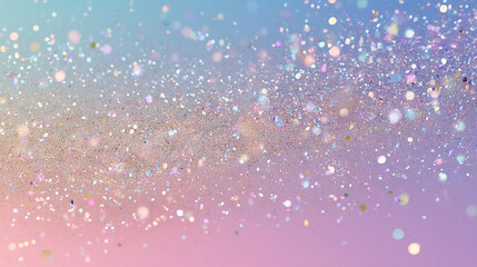 Ethereal cascade of iridescent glitter against a delicate gradient background