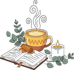 Cozy Turmeric Latte Scene with Wellness Props