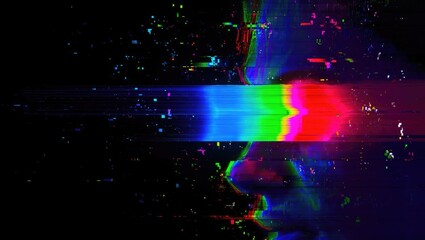Abstract glitch effect with rainbow light distortion, digital error art with vibrant energy. Generative AI.