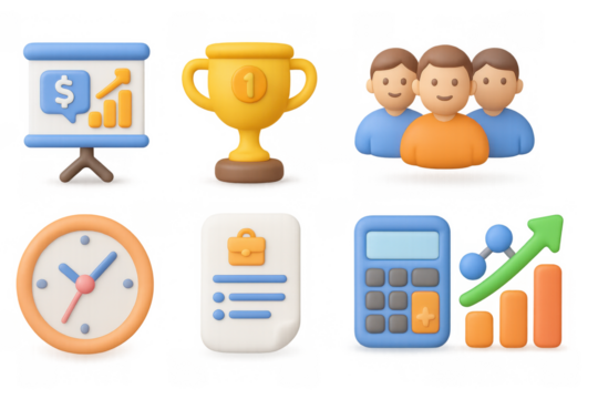 3d business icons: growth, success, and team concepts - Powered by Adobe