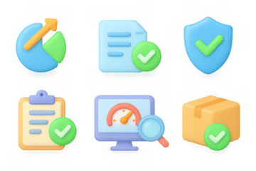 Colorful 3d icons for business and technology concepts