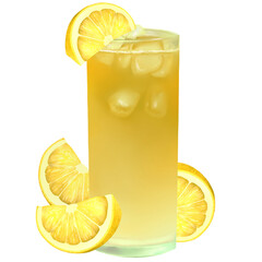 Iced lemonade Illustration with Lemon Slices
