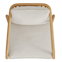 Top view of fabric armchair with wooden arms