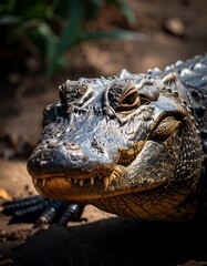 Obraz premium Close-up of an alligator's head