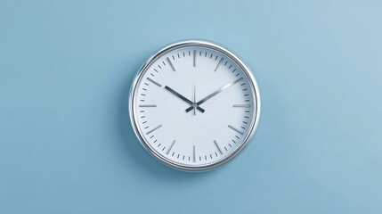 A white clock with the hands at 3:00 and 9:00