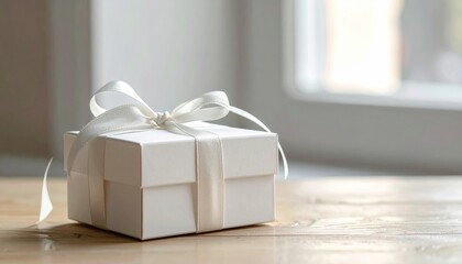 Delicate White Gift Box with Ribbon A Touch of Elegance for Special Occasions