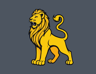 Lion rampant standing isolated coat of arms mascot
