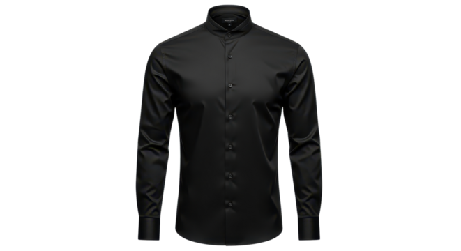 Black collared shirt for men's fashion shoot isolated PNG with Transparent Background