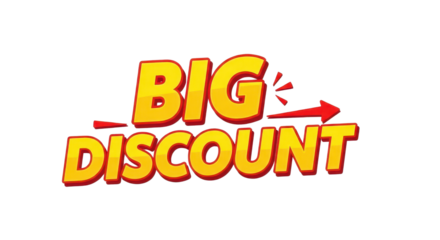 Big Discount sale promotion sticker isolated PNG with Transparent Background