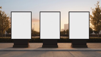 three vertical outdoor billboards 