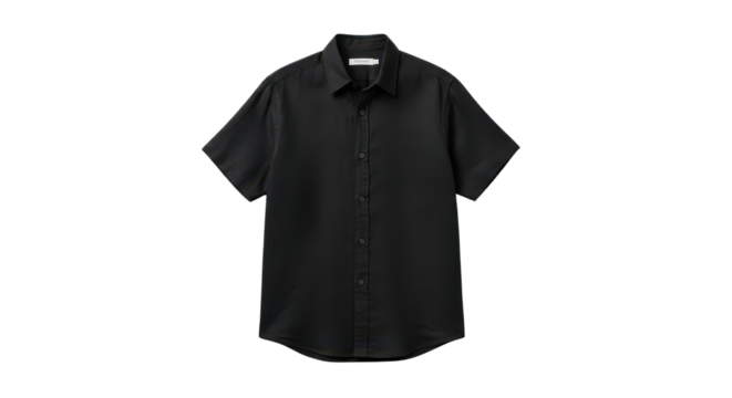Black short-sleeved shirt on display isolated PNG with Transparent Background