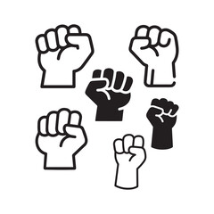 Fototapeta premium Fist Vector Icons in Outline, Solid, and Stylized Variations Silhouette. 
