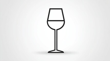 A minimalist line drawing of a wine glass, partially filled, on a light gray background with a subtle drop shadow beneath