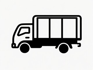 Black delivery truck icon on simple background  