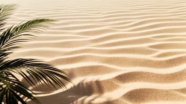 Sunlit Sand Dune with Palm Leaves Swaying in Breeze