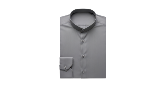Minimalist Folded Gray Men's Dress Shirt Product Shot Isolated on White Background