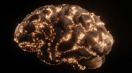 An artistic depiction of a human brain, its neural pathways intricately woven from glowing microscopic bacteria and organic patterns.