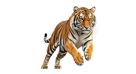 Fototapeta premium Bengal Tiger Running or Charging Forward Isolated on Clean White Background