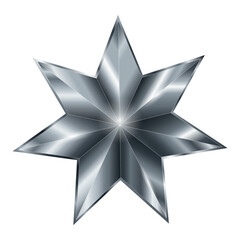 Silver Seven-pointed Star Isolated on the White Background Metal Effect